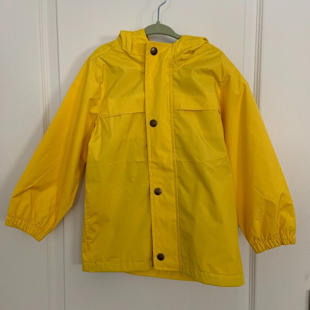 Kid’s Yellow Old Navy Rain Jacket Zipper Front with Hood Size 5